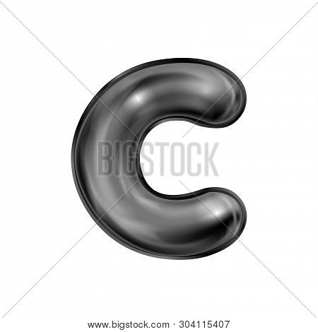 Black Latex Inflated Alphabet Symbol, Isolated Letter C