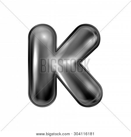 Black Latex Inflated Alphabet Symbol, Isolated Letter K