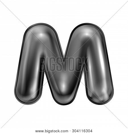 Black Latex Inflated Alphabet Symbol, Isolated Letter M