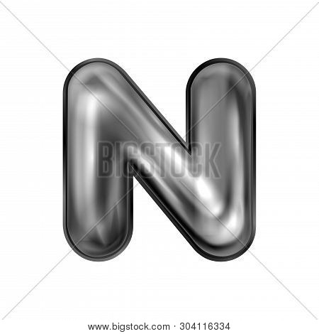 Black Latex Inflated Alphabet Symbol, Isolated Letter N
