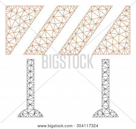 Mesh Barrier Model Icon. Wire Frame Polygonal Mesh Of Vector Barrier Isolated On A White Background.