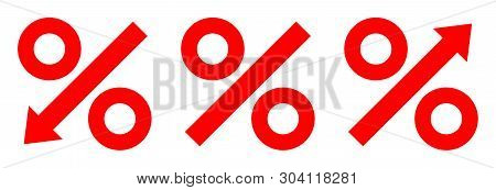 Set Of Three Graphic Percent Arrows Red