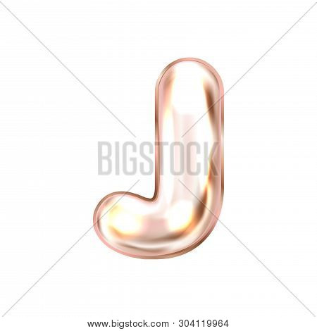 Perl Pink Foil Inflated Alphabet Symbol, Isolated Letter J