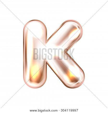Perl Pink Foil Inflated Alphabet Symbol, Isolated Letter K