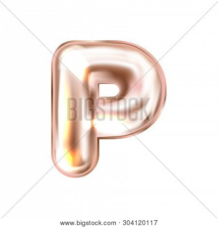 Perl Pink Foil Inflated Alphabet Symbol, Isolated Letter P