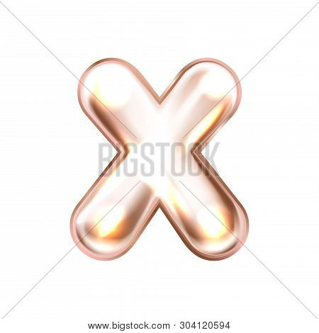 Perl Pink Foil Inflated Alphabet Symbol, Isolated Letter X