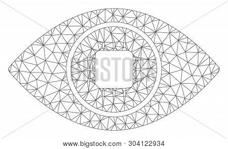 Mesh Bionic Eye Lens Model Icon. Wire Frame Triangular Mesh Of Vector Bionic Eye Lens Isolated On A 