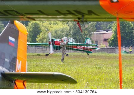 Balashikha, Moscow Region, Russia - May 25, 2019: Russian Aerobatic Aircraft Yakovlev Yak-55m Ra-293