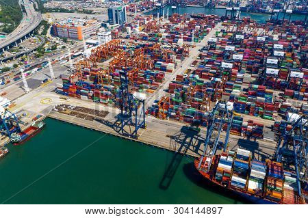 Kwai Chung, Hong Kong 15 May 2019: Kwai Chung Cargo Terminal in Hong Kong city