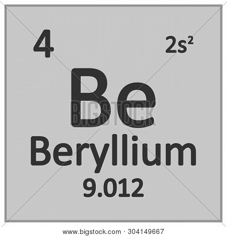 Periodic Table Element Beryllium Icon On White Background. Vector Illustration.