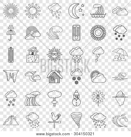 Weathercock Icons Set. Outline Style Of 36 Weathercock Vector Icons For Web For Any Design