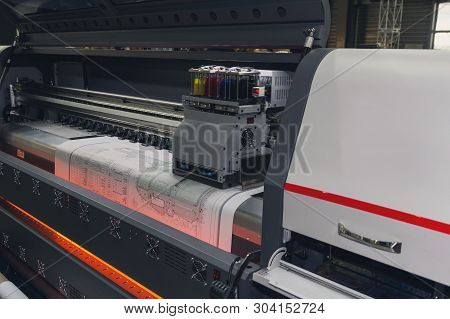 Large Format Printing Machine In Operation. Industry