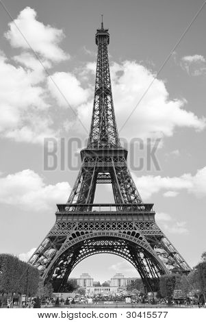 Eyfel Kulesi, Paris. Siyah beyaz resim
