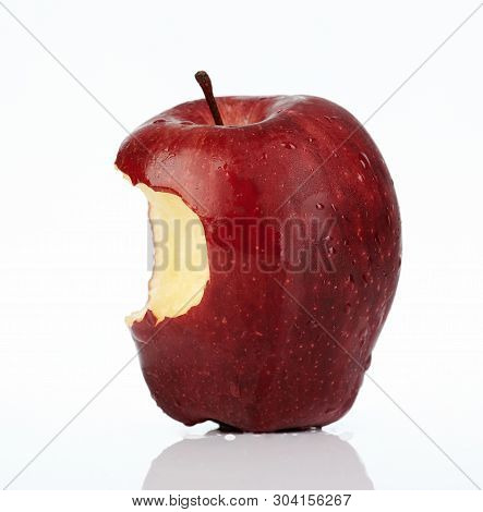 Profile Of Biten Apple Isolated On White Background
