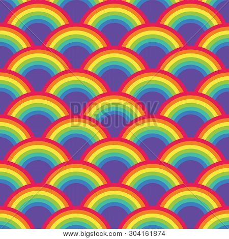 Retro Rainbow Seamless Pattern, Abstract Background Repeat Pattern