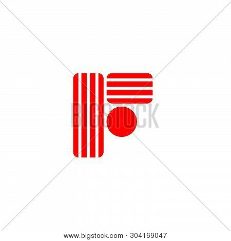 Letter  F Stripes Dot Geometric Logo Vector