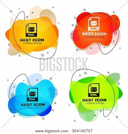 Black Eml File Document Icon. Download Eml Button Icon Isolated. Eml File Symbol. Set Of Liquid Colo