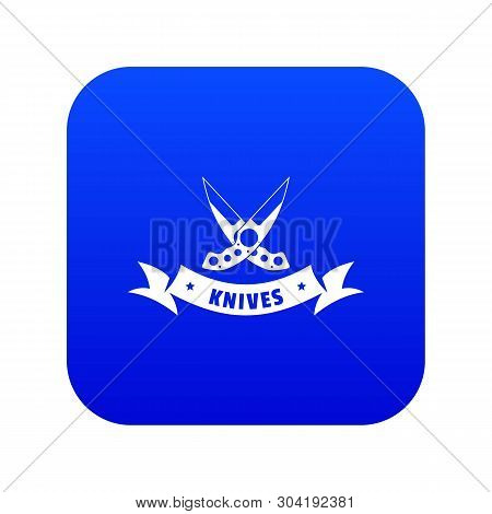 Knive Weapon Icon Blue Vector Isolated On White Background