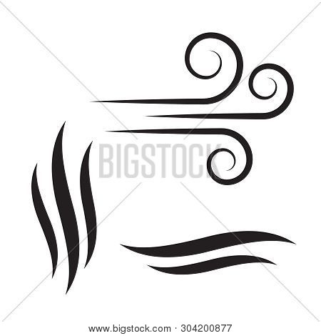 Simple Flat Wind Pictogram. Cold Weather Symbol. Air Icons Vector Set