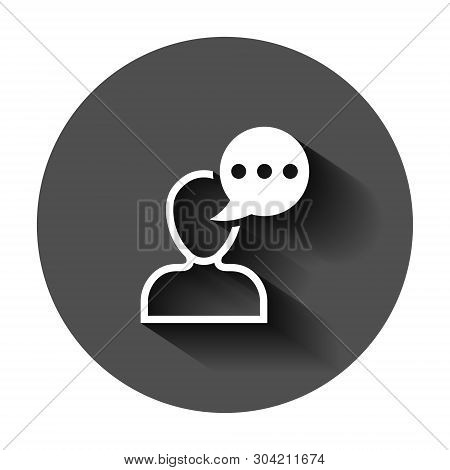 Man Head Mind Thinking Icon In Flat Style. Speech Bubble With People Vector Illustration On Black Ro