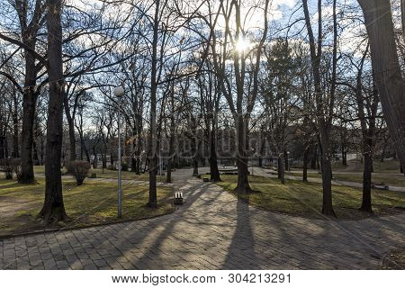 Hisarya, Bulgaria - December 26, 2018: Park At The Center Of Town Of Hisarya, Plovdiv Region, Bulgar
