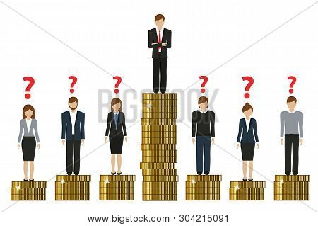 Gap Between Rich And Poor Work Finance Concept With Coins Vector Illustration Eps10