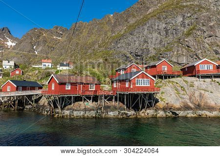 Tind, Norway - May 23, 2019: Traditional Architecture In Tind Fishing Village On Lofoten Islands, No