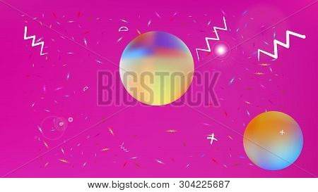 Cool Space Fantasy. Background Texture, Graphic. Minimal Colorific Illustration.  Magneta Colored Ba