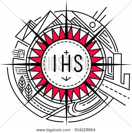 Hand Drawn Vector Illustration Or Drawing Of A Jesuit Christian Abstract Symbol
