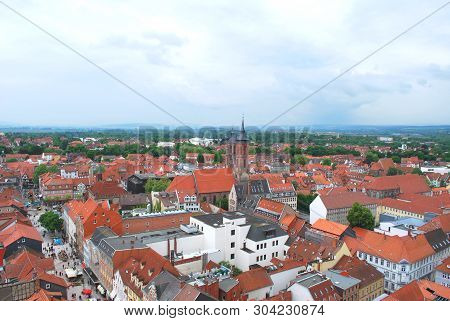 Goettingen, Lower Saxony, Germany - May 29, 2013: The Aerial Panorama View Of The Historical Center 