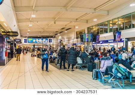 London Luton, England. April 2019. A View Inside Luton Airport In The Uk