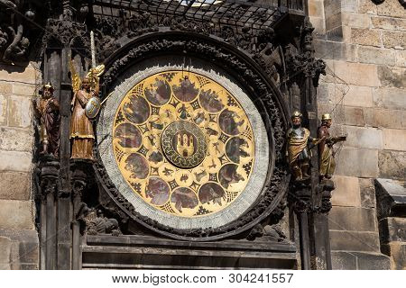 Astronmical Clock At Prague Town Hall One Of The Historical Landmarks Of The City