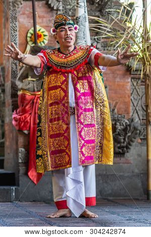 Banjar Gelulung, Bali, Indonesia - February 26, 2019: Mas Village. Play On Stage Setting. Closeup Of
