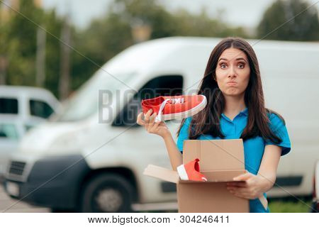 Woman Unsatisfied With Internet Order Receiving Bad Shoes