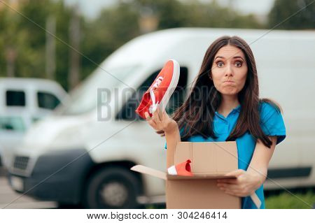Woman Unsatisfied With Internet Order Receiving Bad Shoes