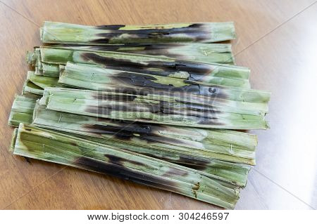 Otak Otak, Food With Fish Wrapped In Leaf And Grilled.