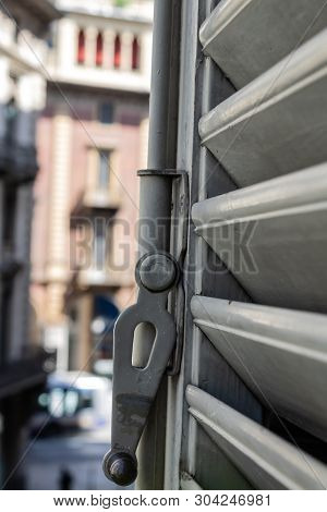Window Latch Closeup, Street View From The Old Window - Image