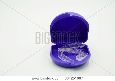Clear Plastic Retainer Teeth In The Boxset, It's A New Technology Equipment For Orthodontist Give Th