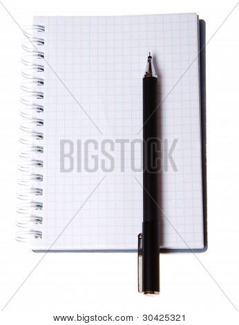 Diary (notebook) And Pen Isolated On White Background.