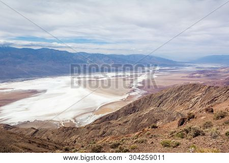 View Of Badwater Basin From Dante's View Point In Death Valley National Park. California, Usa