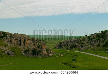 Landscape Limestone Rock Formations Dobrogea Gorges, Romania.