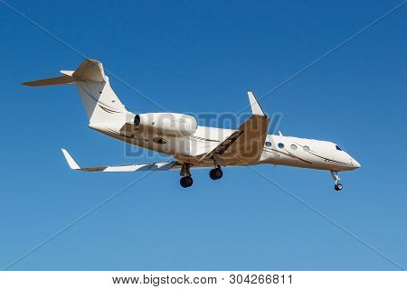 Moscow, Russia - April 03, 2019: Aircraft Gulfstream G550 D-agva Of Luxaviation Airline Going To Lan