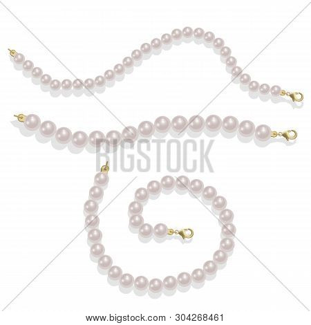 Elegant Luxury Decoration Feminine With Pearl Bead Illustration Pearl Glamour Borders. Vector Illust