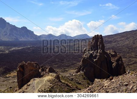 Valle De Ucanca With Lava Fields And Volcanic Rock Formations In Teide National Park,tenerife,canary