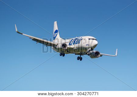 Moscow, Russia - May 19, 2019: Aircraft Boeing 737-524(wl) Vp-bym Of Utair Aviation Landing At Vnuko