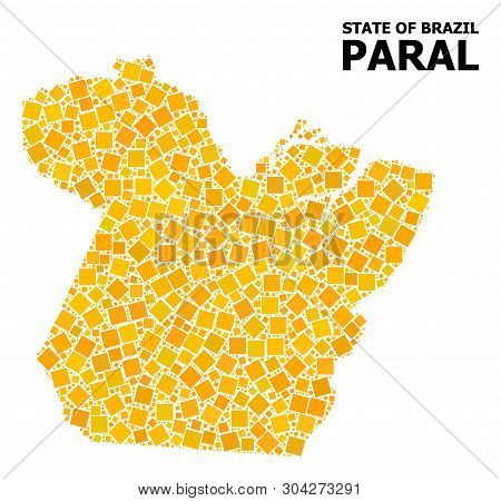 Gold Square Pattern Vector Map Of Paral State. Abstract Collage Geographic Map Of Paral State Is Com