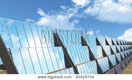 Solpaneler energikoncept 3D render