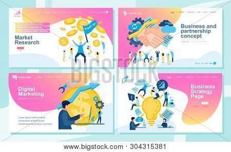 Cartoon Character Dancing People On Landing Page Template. .sport Dance Picture For Website With Man