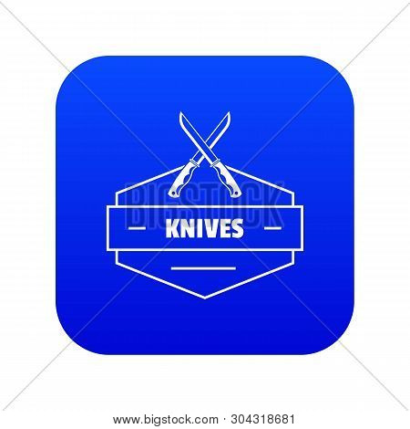 Knive Icon Blue Vector Isolated On White Background