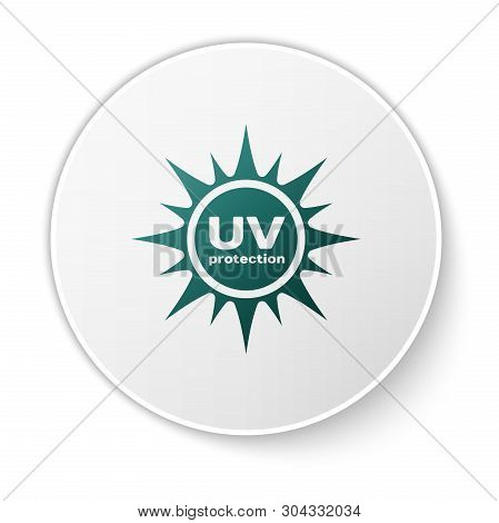 Green Uv Protection Icon Isolated On White Background. Ultra Violet Rays Radiation. Spf Sun Sign. Gr